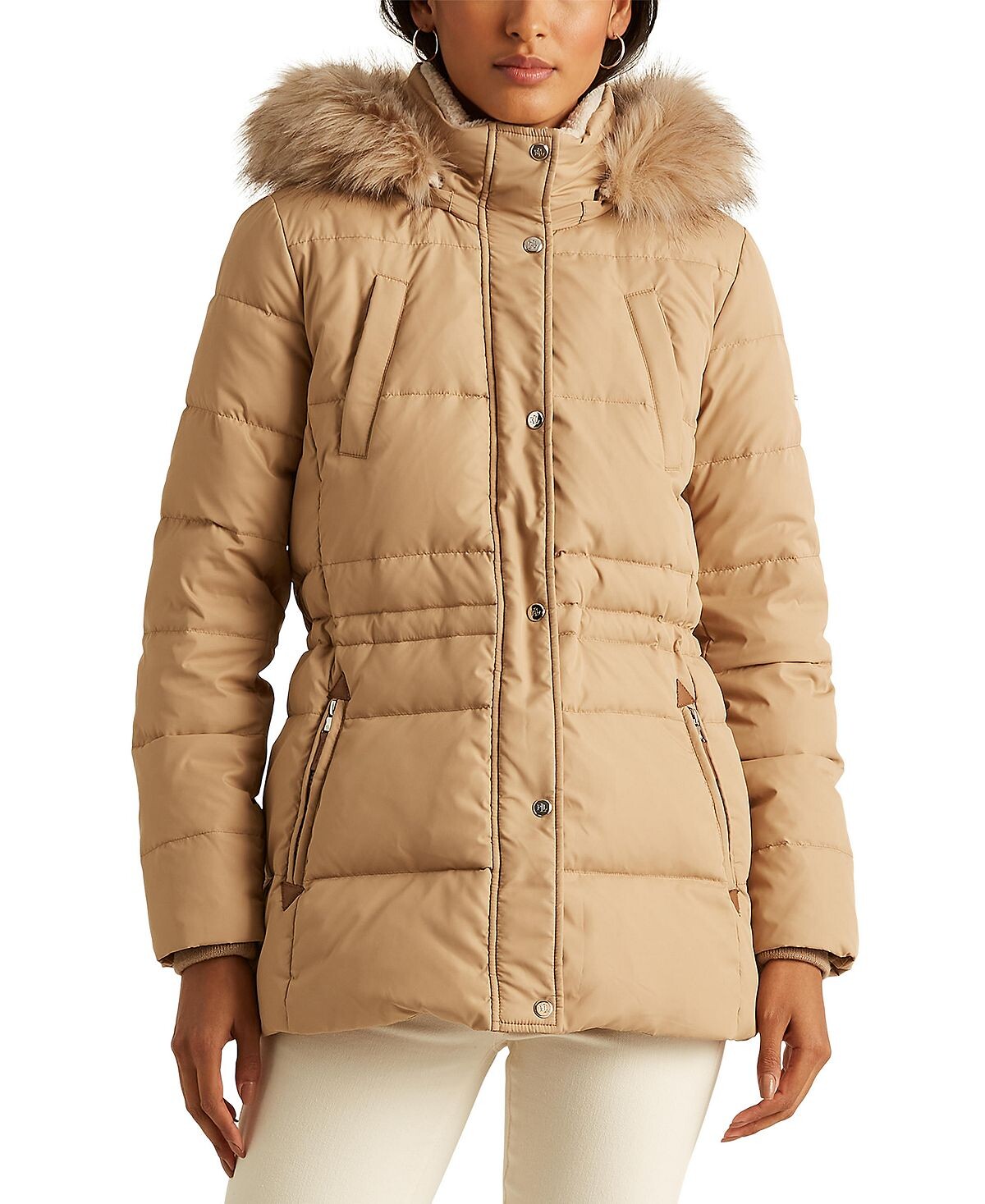 

Женский пуховик с отделкой из искусственного меха Lauren Ralph Lauren