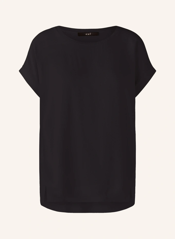 цена Блузка-рубашка из микса материалов Oui, черный