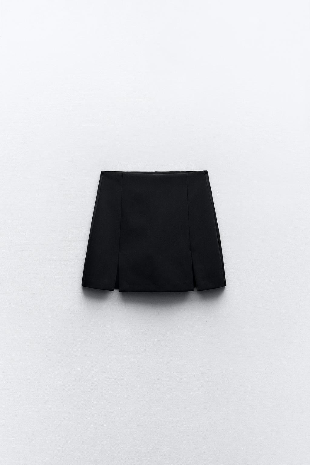 Подходящая атласная юбка с разрезами ZARA, черный