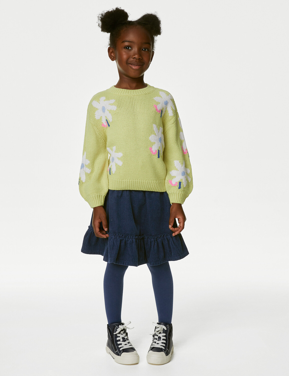

Комплект из хлопковой юбки и колготок (2–8 лет) Marks & Spencer, темно-синий