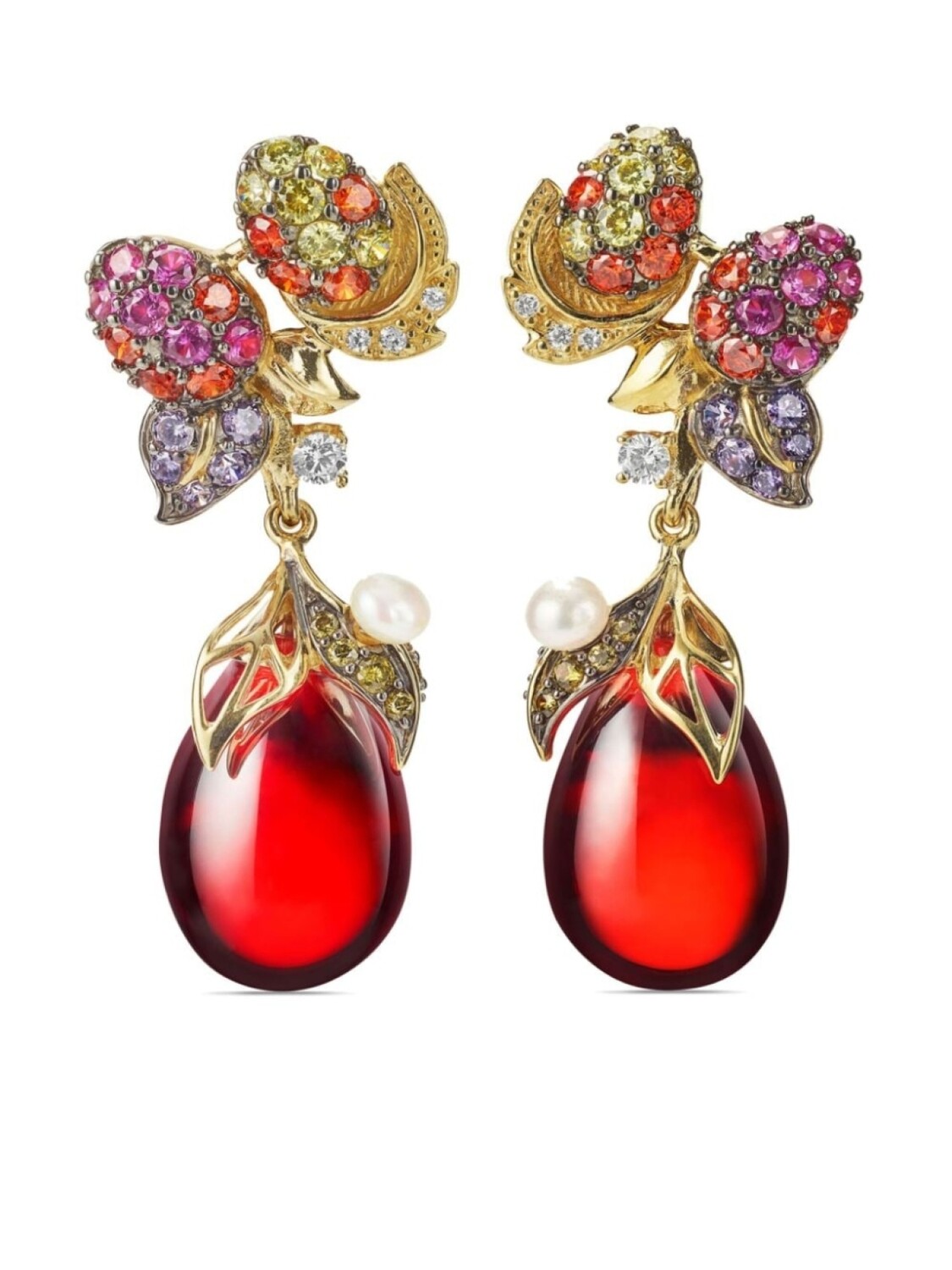 

Серьги Goldenberry из желтого золота с камнями Anabela Chan, красный