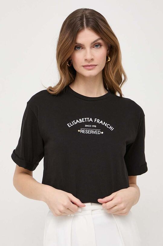 

Хлопковая футболка Elisabetta Franchi, черный