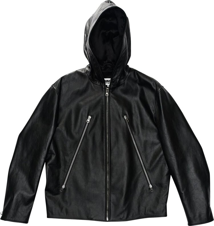 

Куртка MM6 Maison Margiela Hooded Leather 'Black', черный