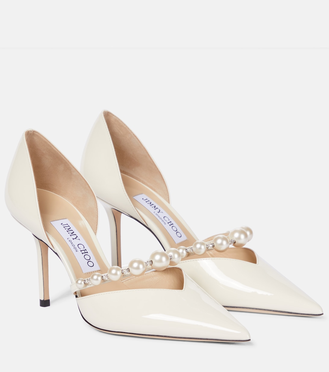 Туфли-лодочки Aurelie 85 из лакированной кожи Jimmy Choo, белый