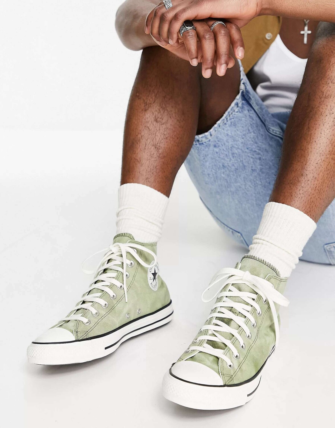 

Кроссовки Converse Chuck Taylor All Star Hi из потертой ткани цвета хаки