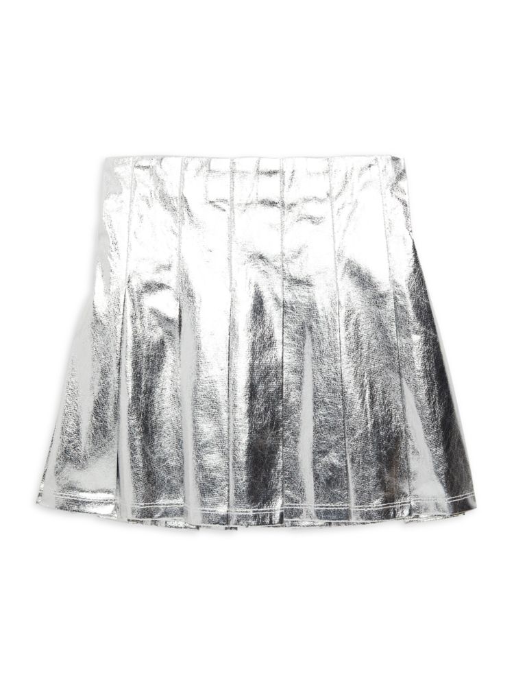 Плиссированная юбка цвета металлик для девочки Hannah Banana, серебро