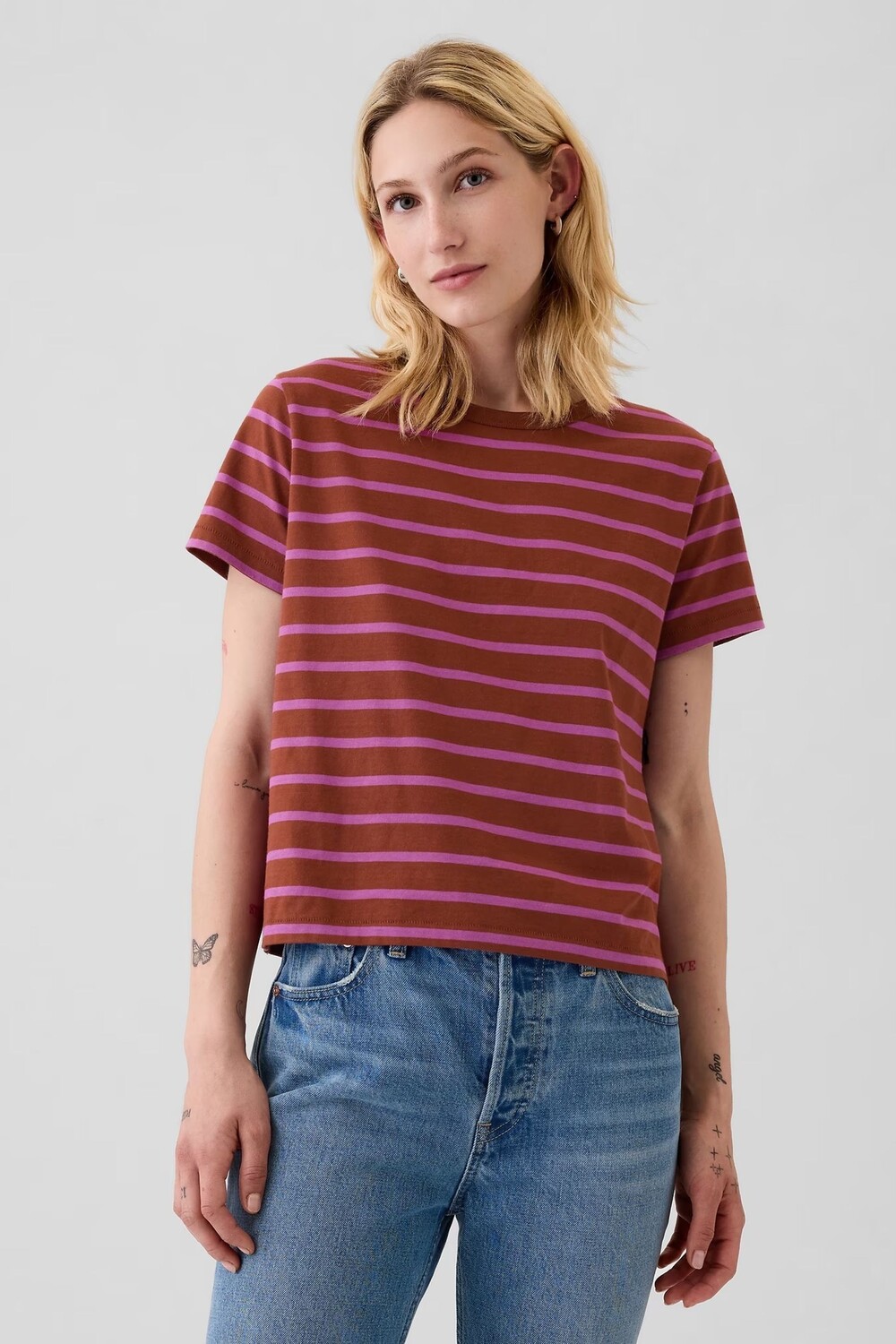 

Футболка из хлопка с круглым вырезом, винтажная, севшая Gap, красный