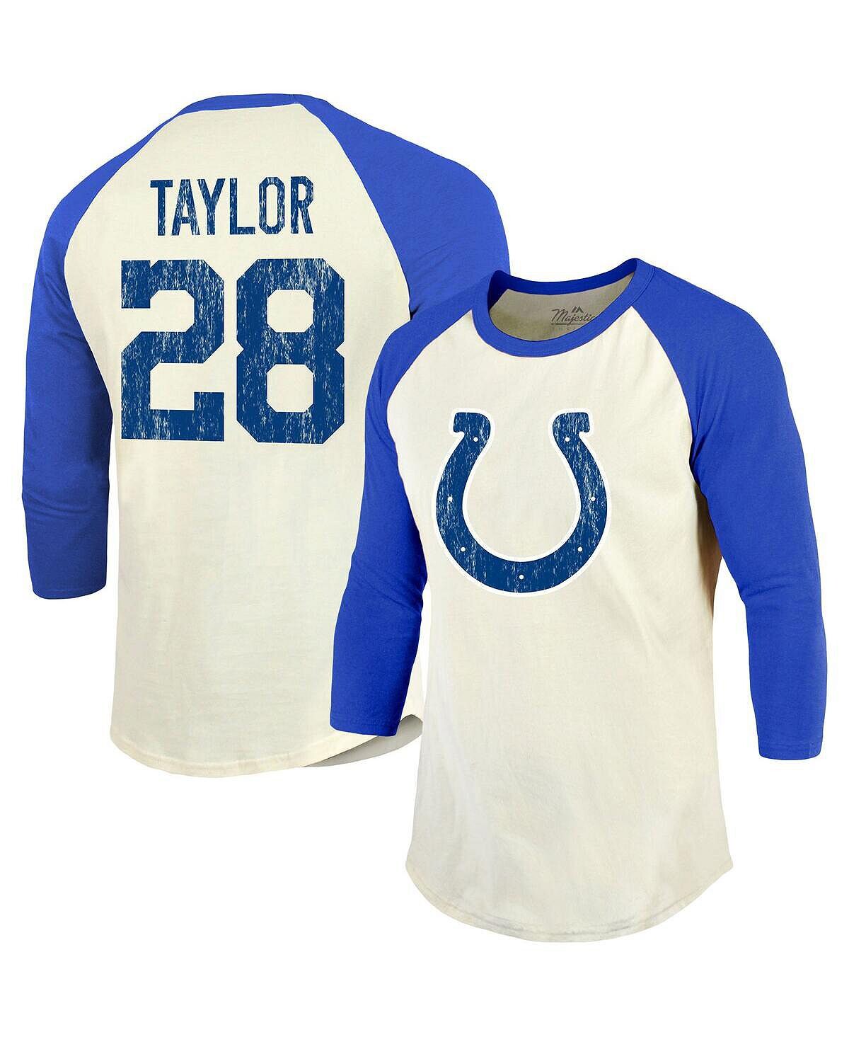 

Мужские нитки Jonathan Taylor Cream, Royal Indianapolis Colts Футболка с именем и номером игрока реглан с рукавами 3/4 Majestic
