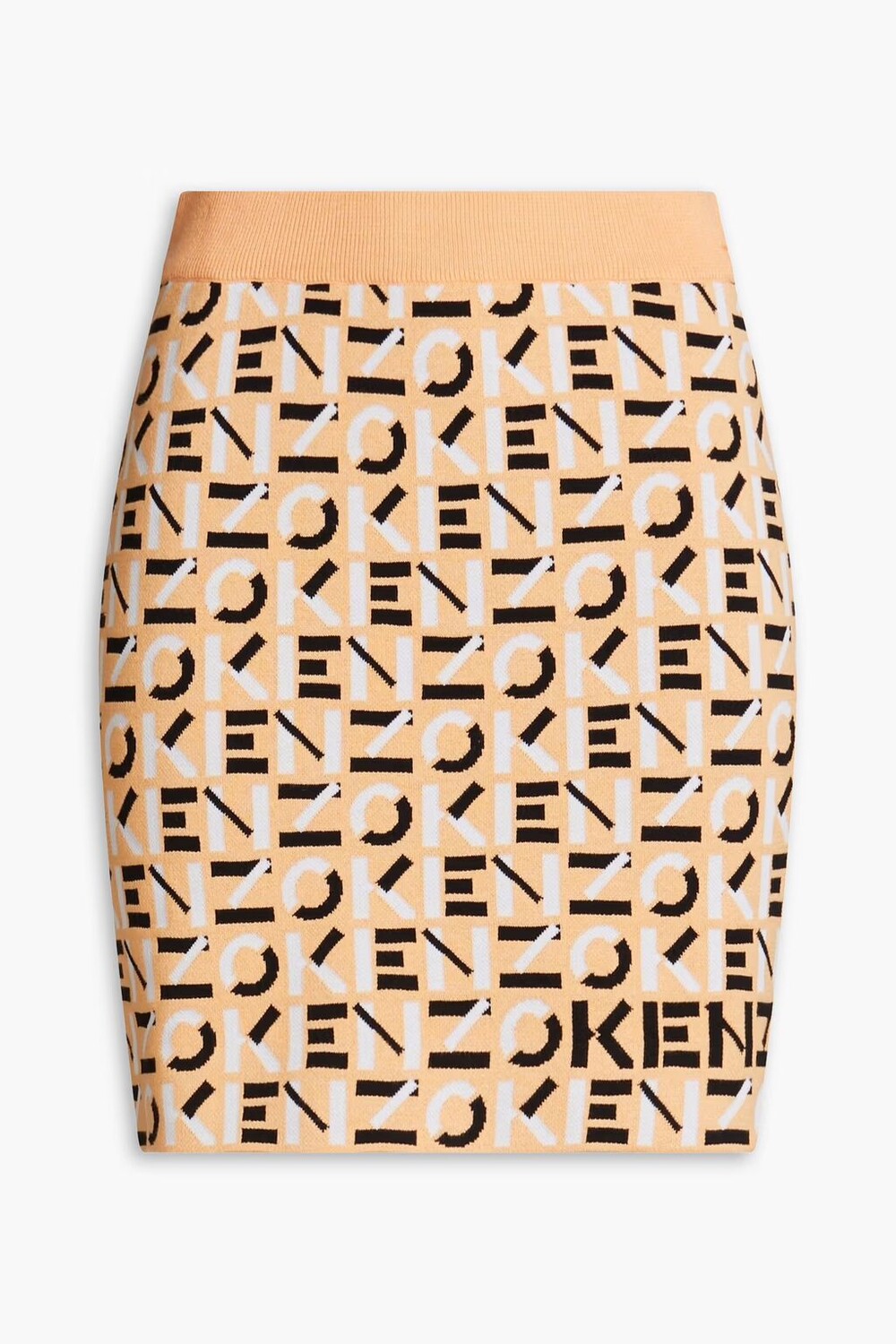 

Мини-юбка жаккардовой вязки из смесового хлопка Kenzo, пастельно-оранжевый