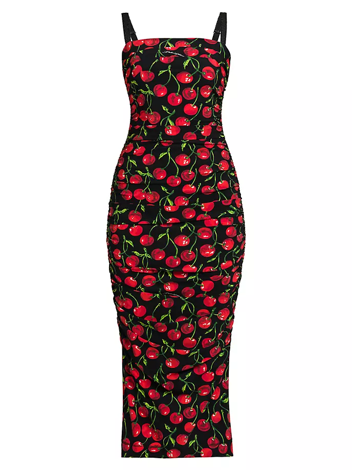 

Платье миди с вишневым принтом Dolce&Gabbana, цвет ciliegie fdo nero