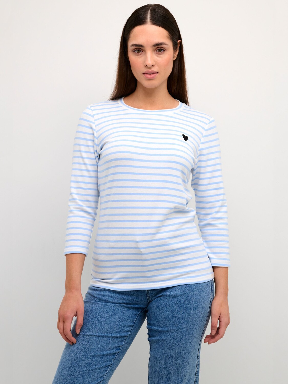 

KAFFE Трикотажный топ Liddy Stripe Heart, Мел/Виндсерфер
