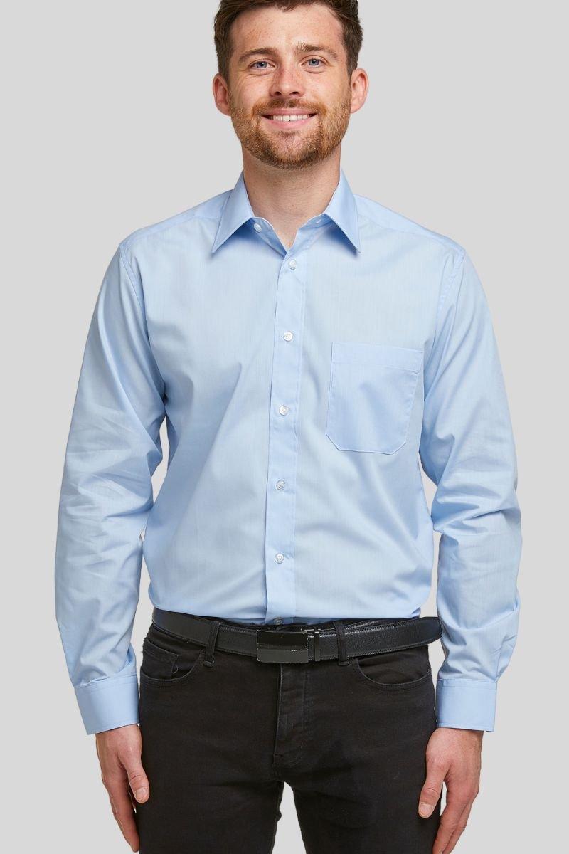 Синяя классическая рубашка с длинным рукавом Glacier Easy Care Double TWO, синий цена и фото