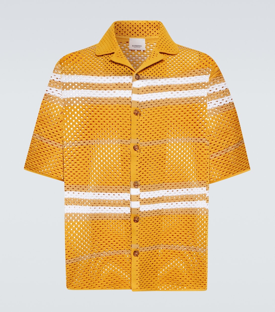 

Рубашка для боулинга Icon Stripe с ажурной вязкой Burberry, оранжевый