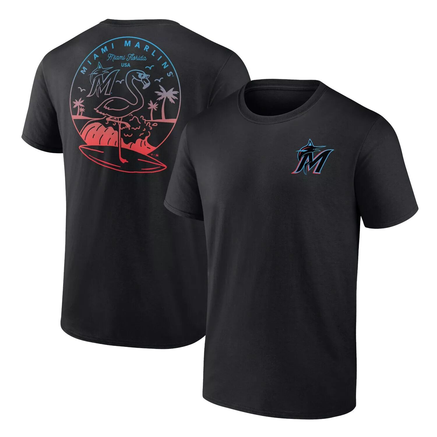 

Мужская черная футболка с логотипом Miami Marlins Hometown Collection Surf's Up Fanatics