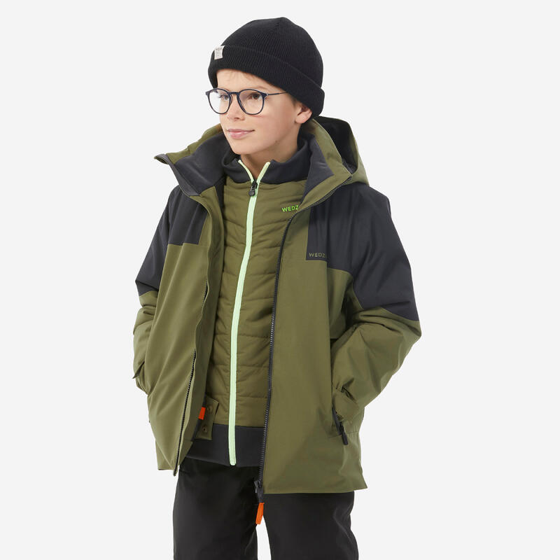 Детская лыжная куртка теплая непромокаемая - 900 хаки WEDZE, цвет schwarz
