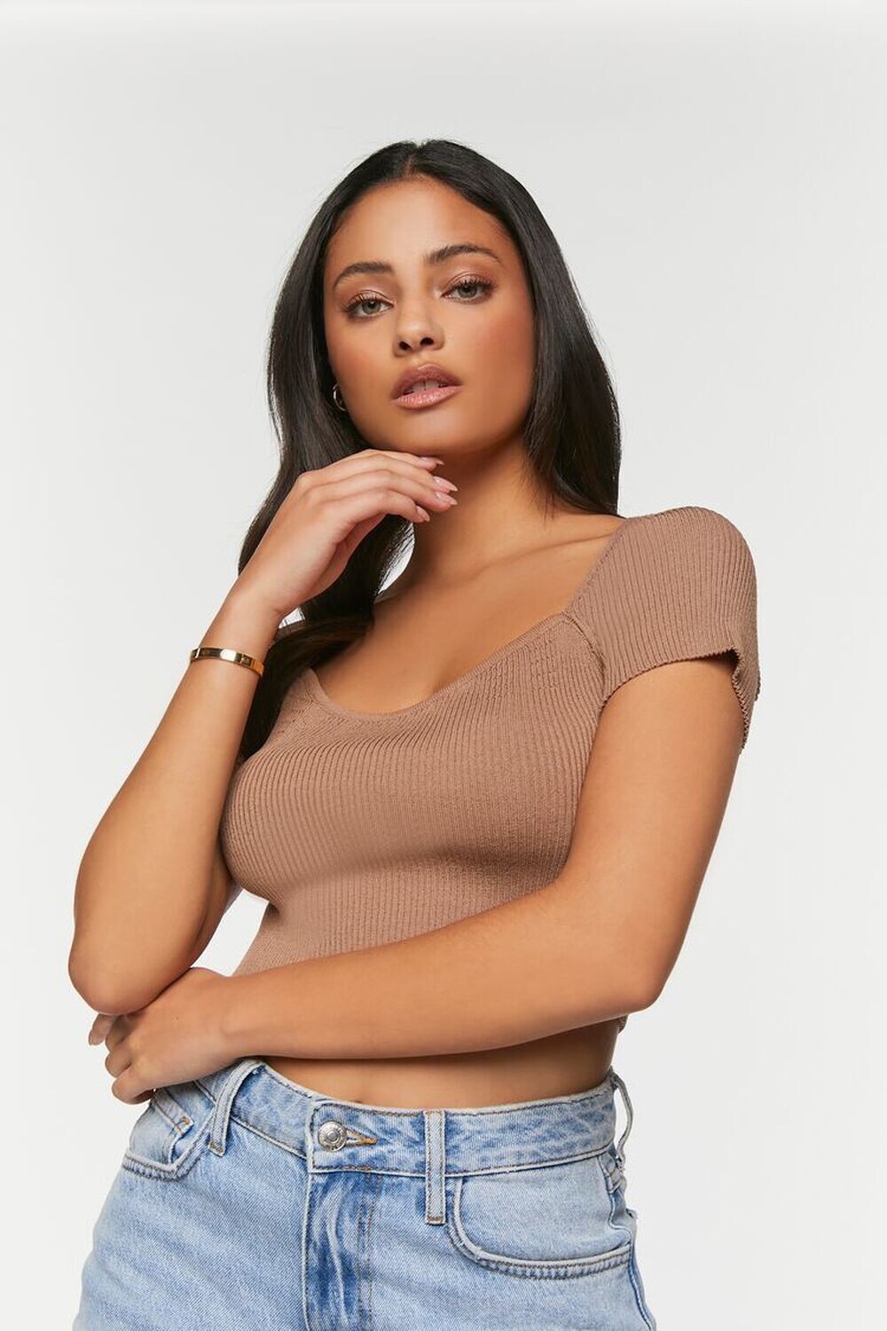 

Свитер с короткими рукавами и вязаный укороченный топ Forever 21