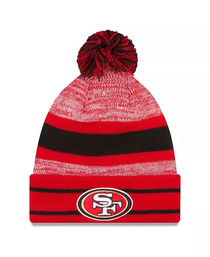 

Мужская вязаная шапка Scarlet San Francisco 49Ers Team с манжетами и помпоном, логотипом команды New Era, красный