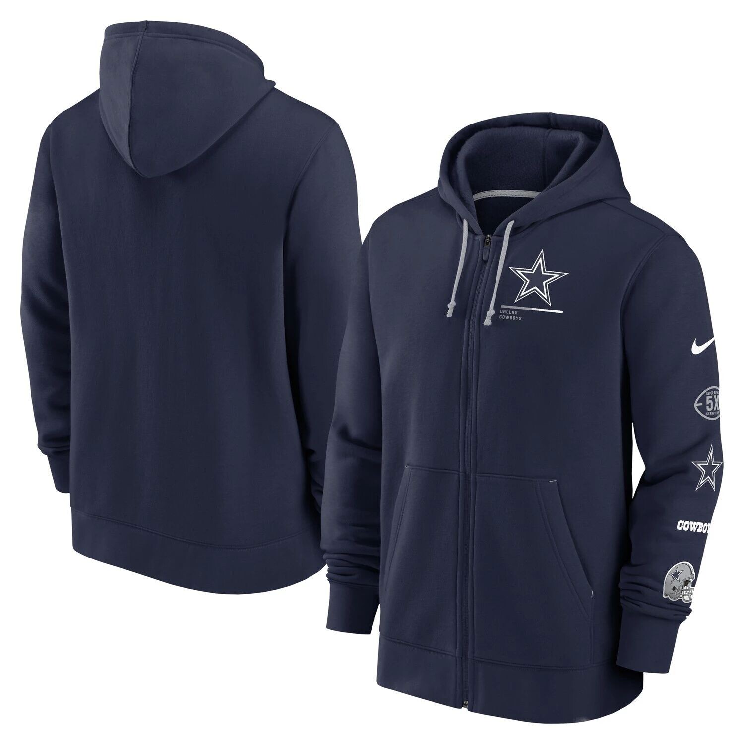 

Мужская худи с молнией во всю длину Nike Navy Dallas Cowboys Surrey