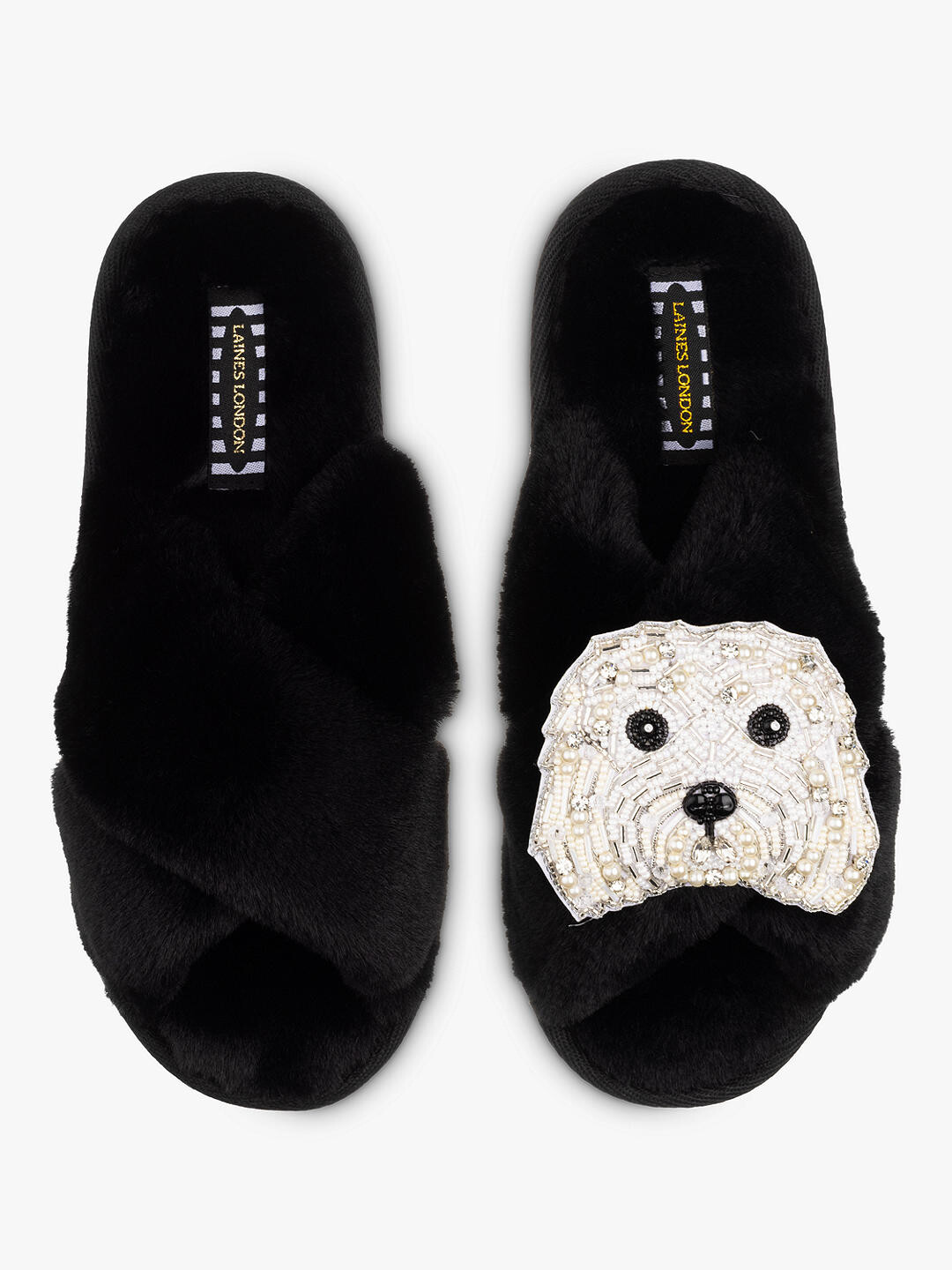 

Классические тапочки Laines London Queenie из искусственного меха, черные