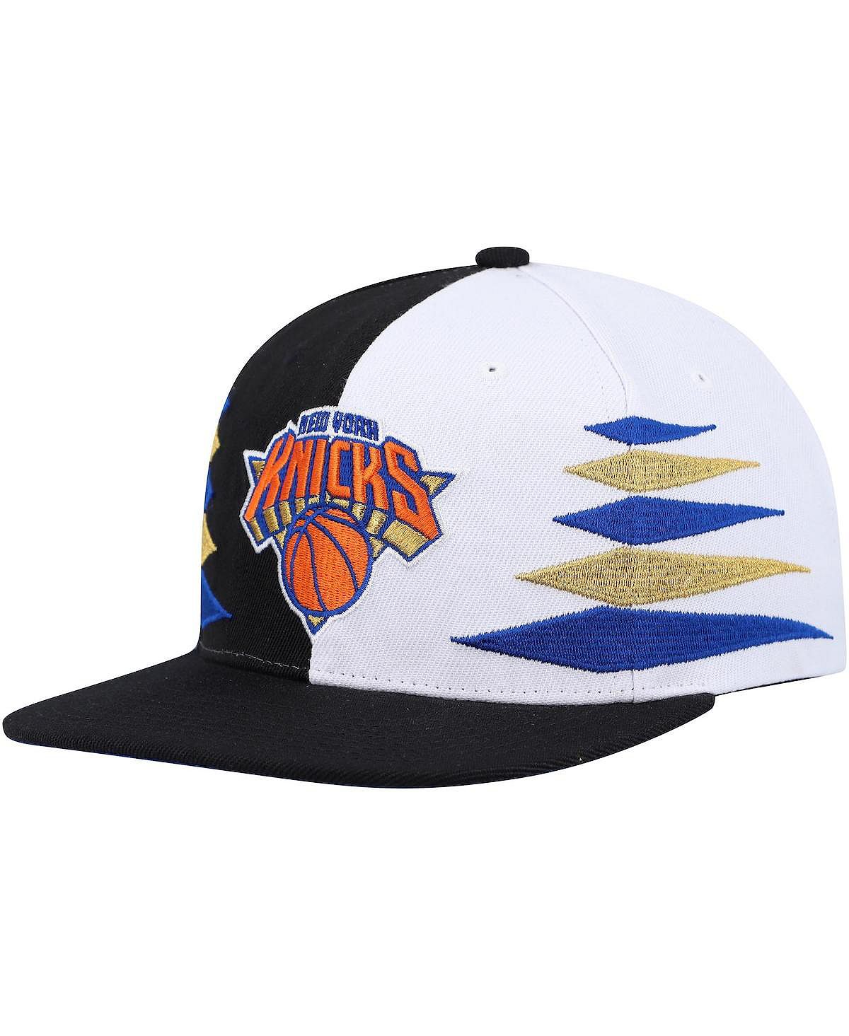 

Мужская черно-белая бейсболка New York Knicks с ромбовидной огранкой Snapback Mitchell & Ness