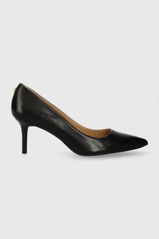 Кожаные туфли на каблуке Lanette Lauren Ralph Lauren, черный цена и фото