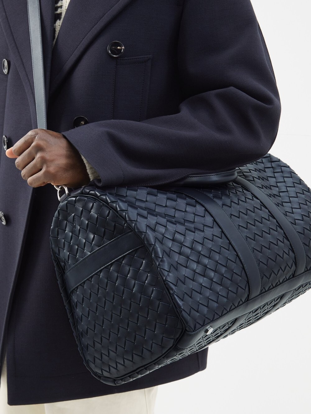 

Дорожная сумка из кожи intrecciato Bottega Veneta, синий