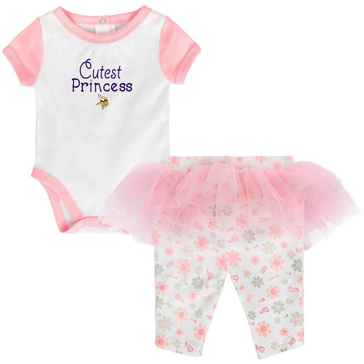 

Белый/розовый комплект боди и леггинсов-пачки Minnesota Vikings Lil Princess для новорожденных и младенцев Outerstuff