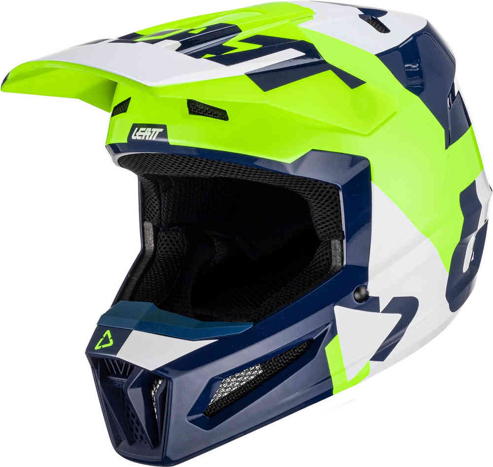 2.5 Трехцветный шлем для мотокросса Leatt, зелено-голубой