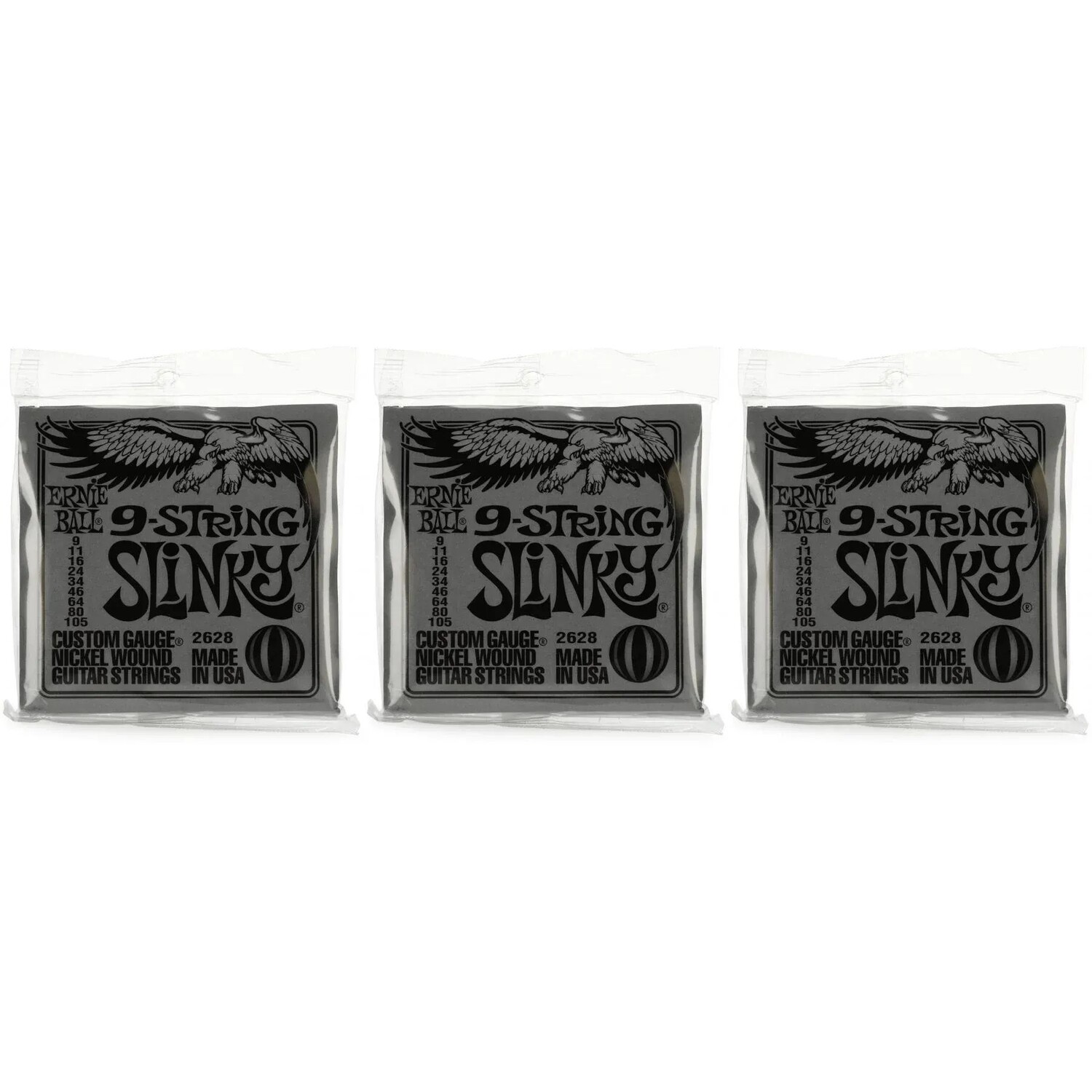 

Струны для электрогитары Ernie Ball 2628 Regular Slinky с никелевой обмоткой — .009-.105, 9 струн (3 шт.)