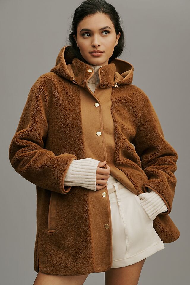 

Длинная куртка из шерпы Тедди Anthropologie, коричневый
