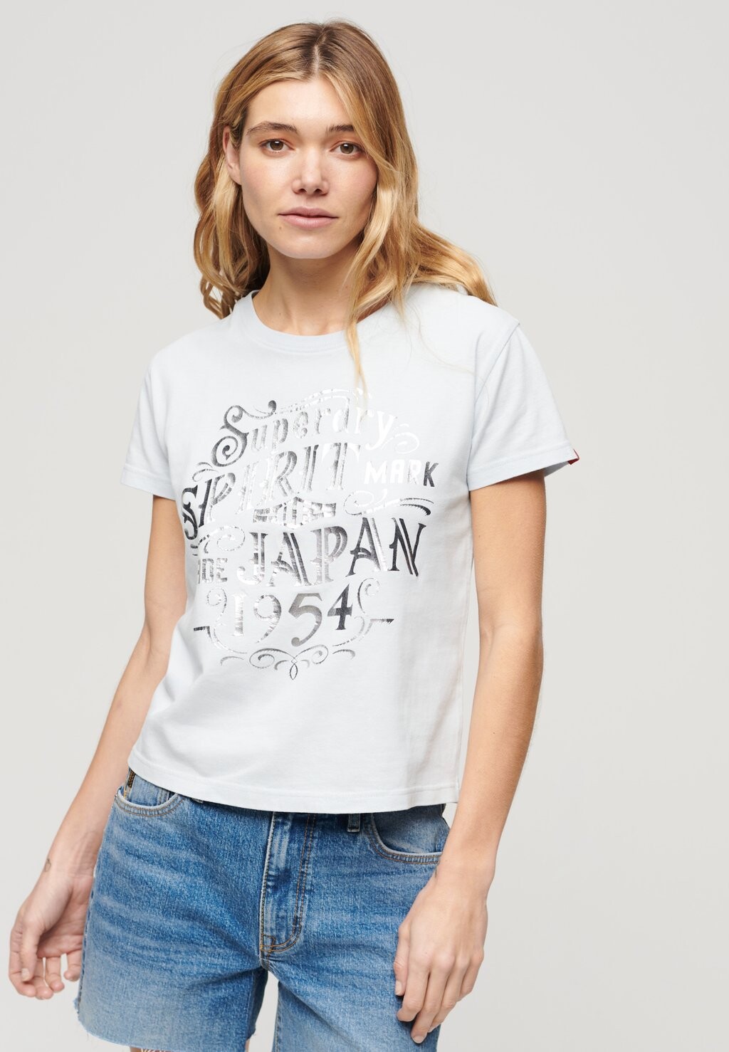 

Футболка с принтом FOIL WORKWEAR Superdry, светло-синий