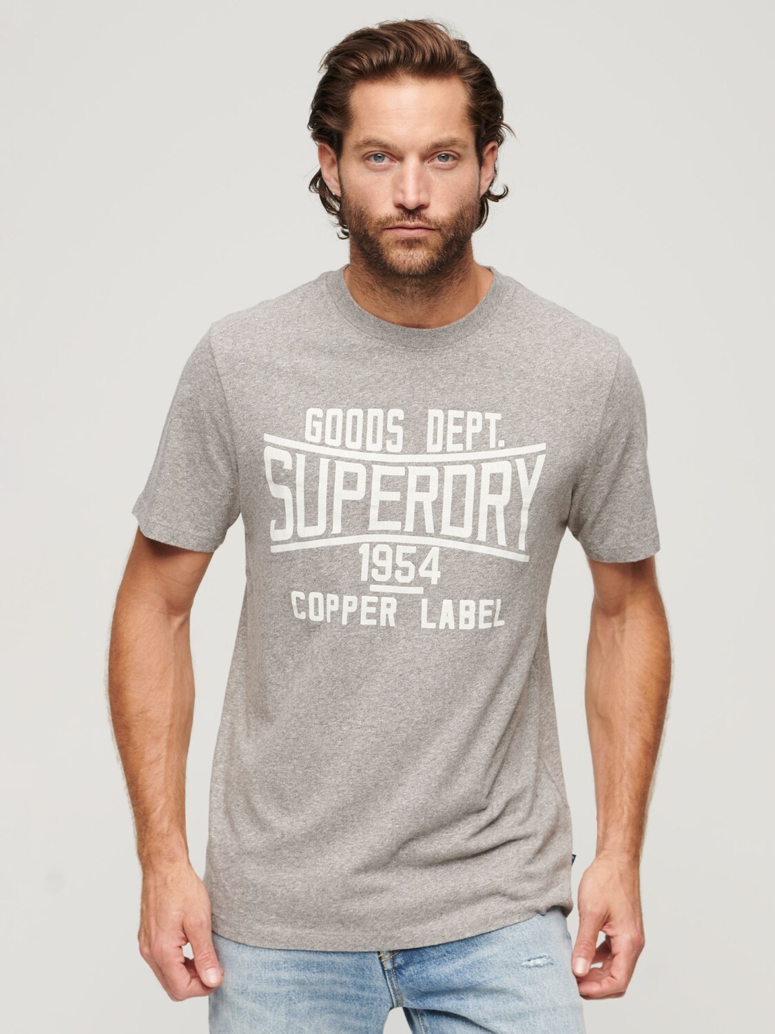 

Футболка с медной этикеткой для спецодежды Superdry, серый/белый