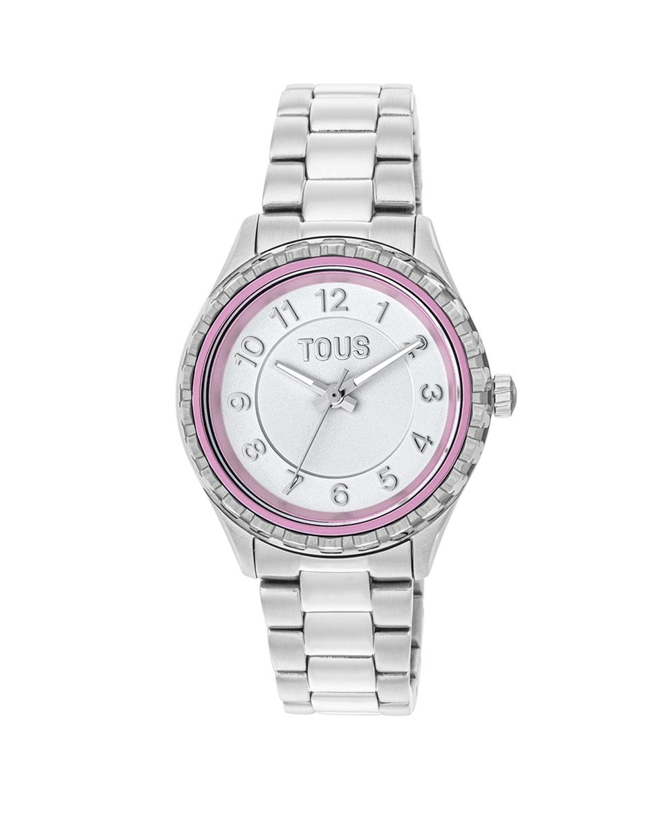 Аналоговые женские часы Mini T-Bear со стальным браслетом и сиреневым алюминиевым безелем внутри Tous, серебро розовые цифровые женские часы d bear tous розовый
