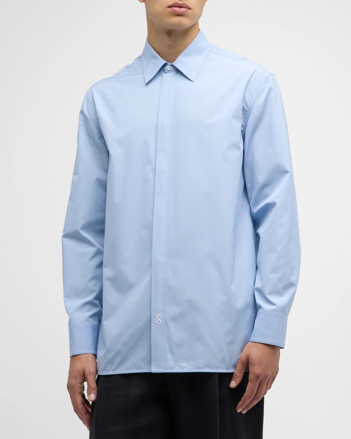

Мужская спортивная рубашка в полоску Monday Jil Sander, цвет Sunny Sky