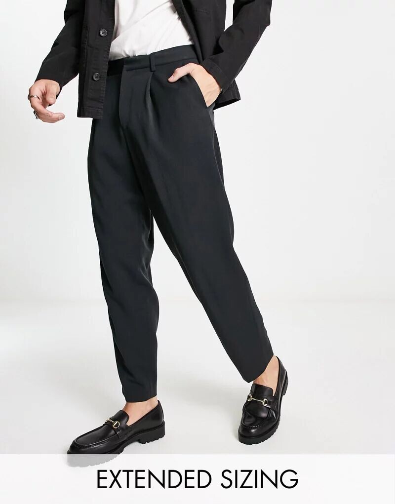 

Черные зауженные брюки оверсайз ASOS