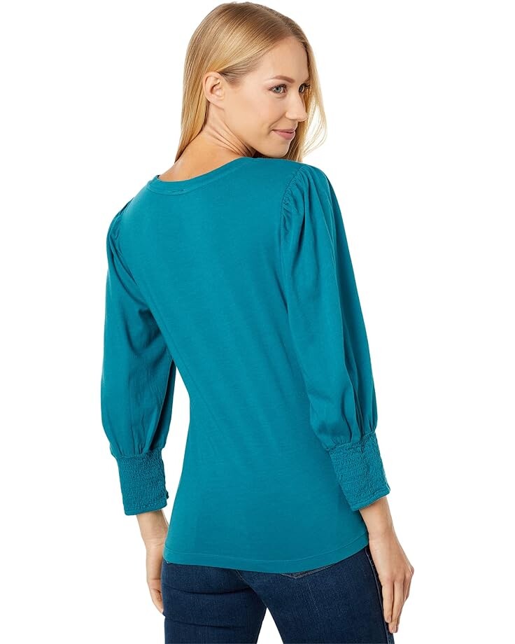 

Футболка bobi Los Angeles Smocked 3/4 Sleeve Tee, цвет Turquoise