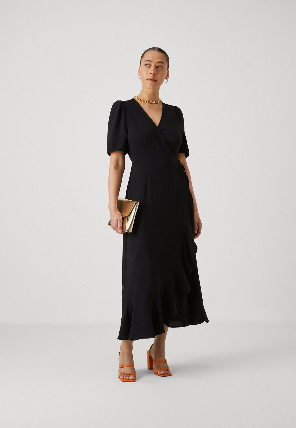 

Летнее платье Onlmette Wrap Midi Dress Only, черное