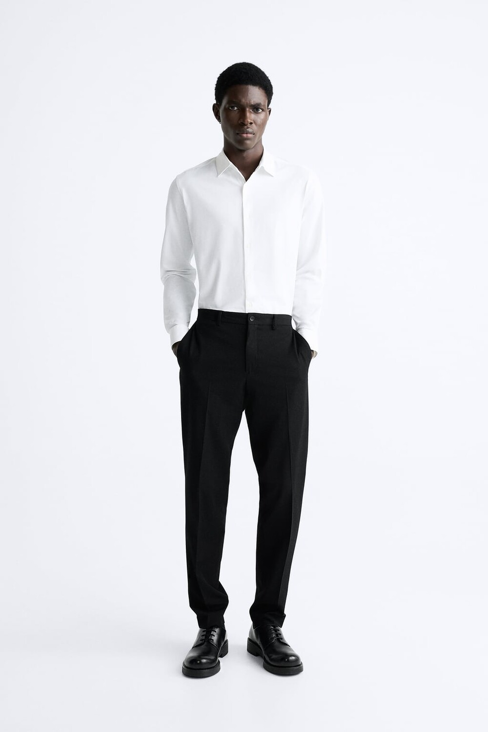 

Фактурная рубашка стрейч ZARA, белый