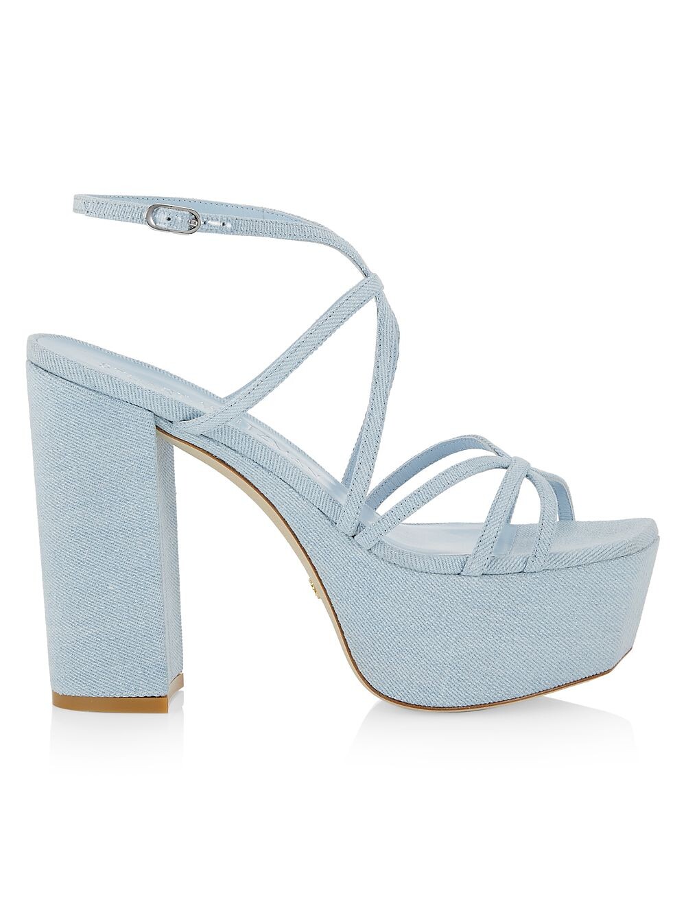 

Босоножки на платформе с ремешками из джинсовой ткани 140MM Stuart Weitzman, синий