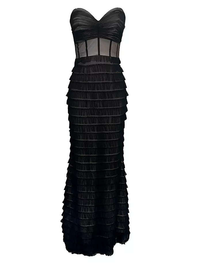 

Многоярусное сетчатое платье Grace с оборками Dress The Population, черный