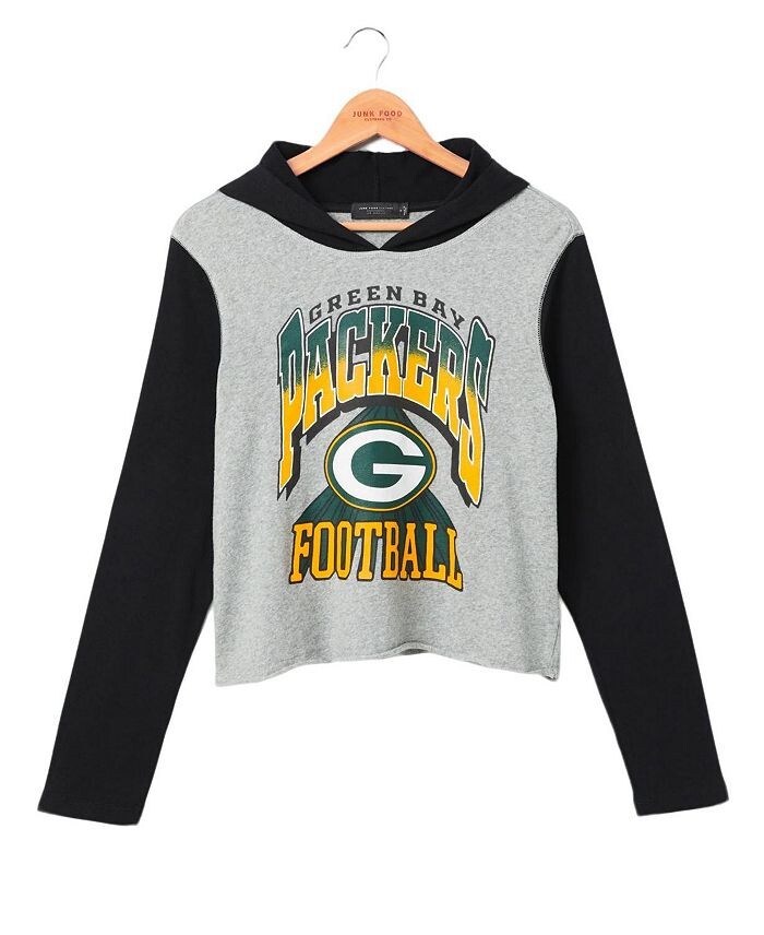 

Женская укороченная толстовка с капюшоном NFL Green Bay Packers Junk Food Clothing, серый