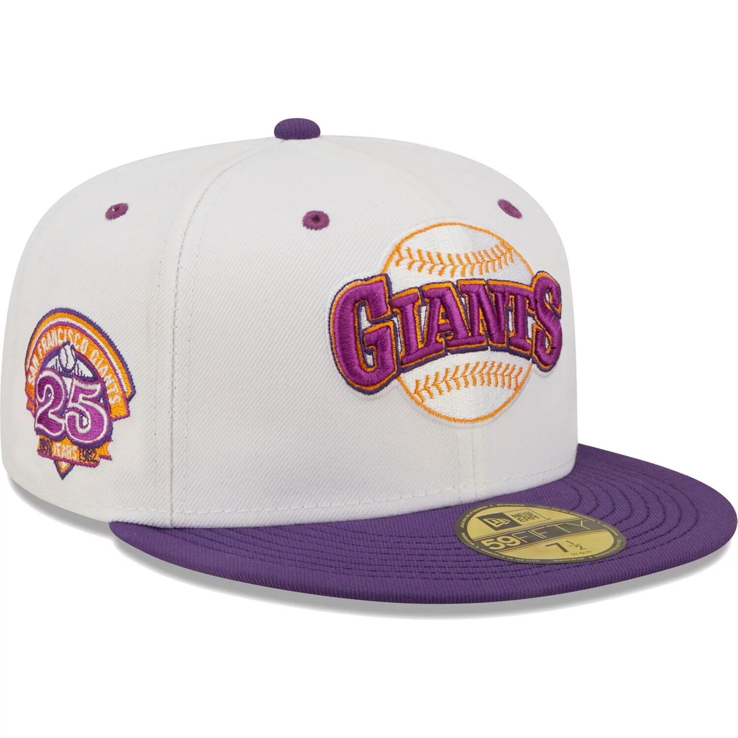 

Мужская облегающая шляпа New Era белого/фиолетового цвета San Francisco Giants 25th Anniversary Grape Lolli 59FIFTY
