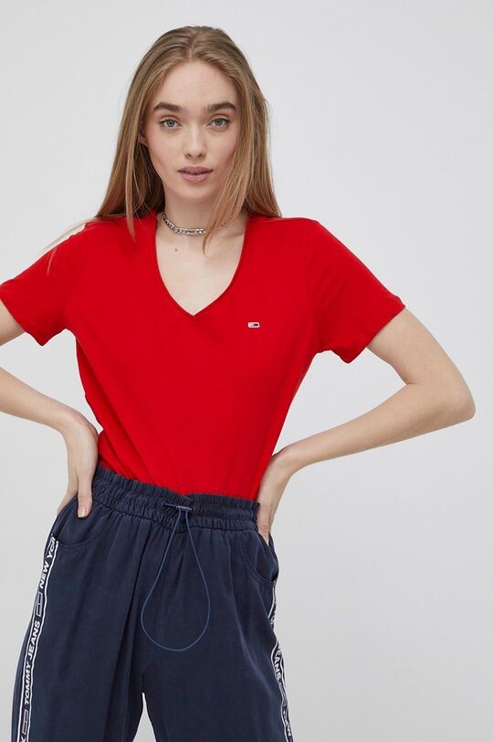 

Хлопковая футболка DW0DW09195.PPYY Tommy Jeans, красный