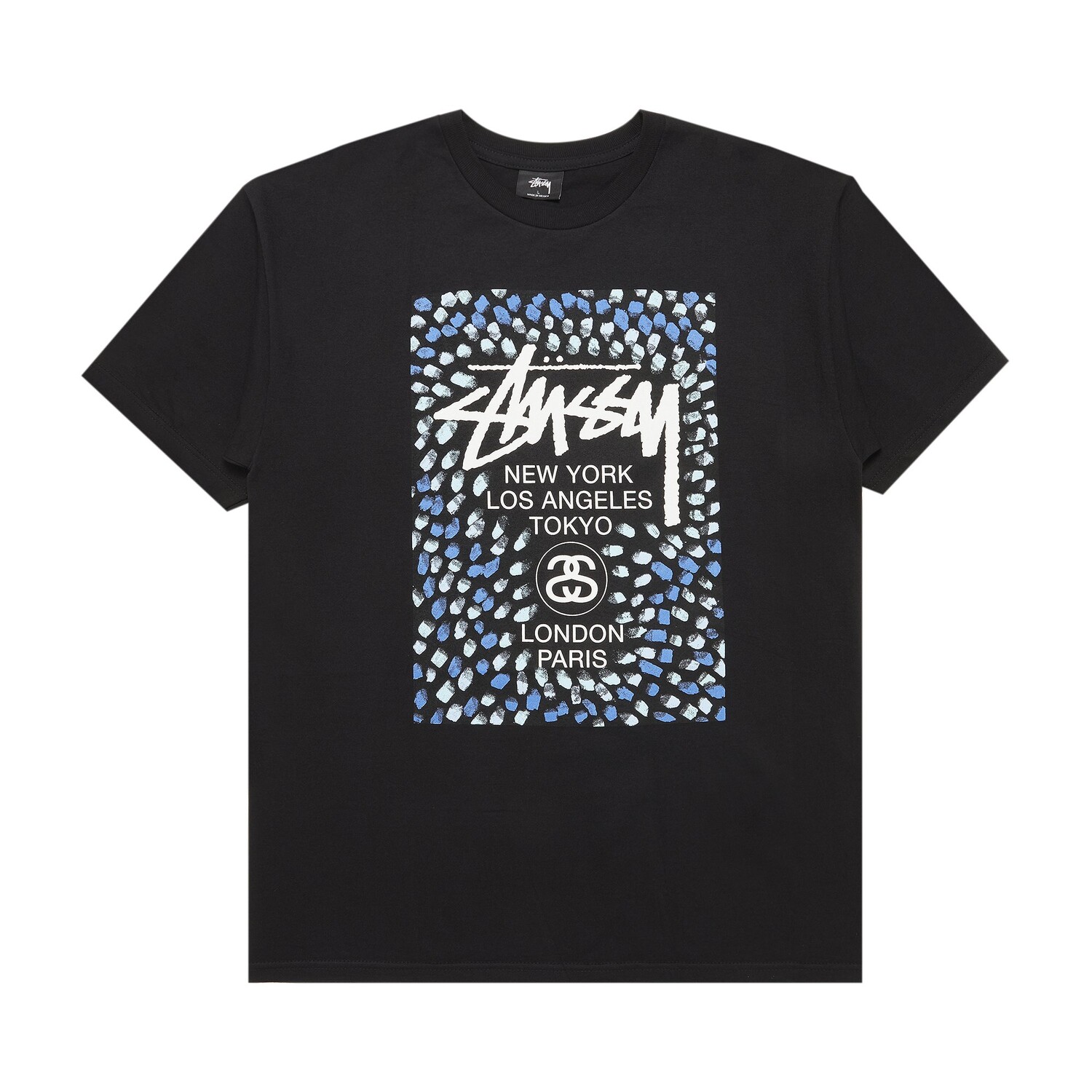 

Футболка с краской Stussy World Tour, черная, Черный