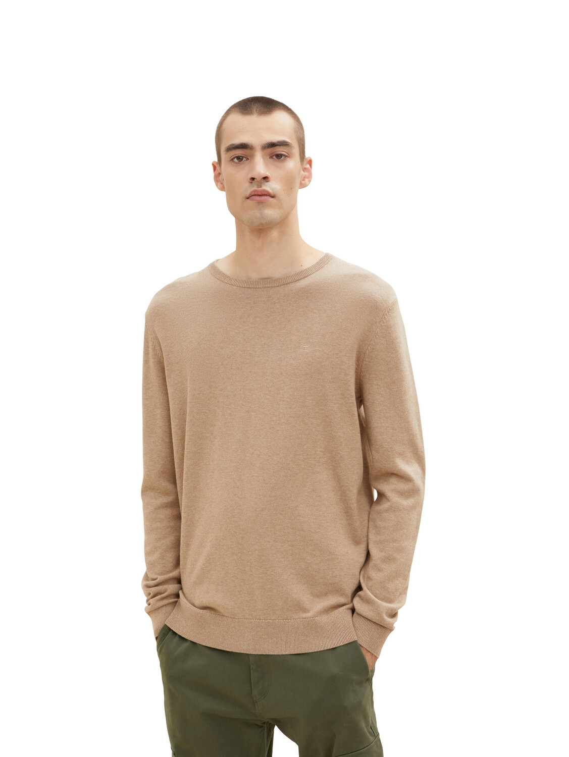

Пуловер Tom Tailor Feinstrick Basic Rundhals Sweater, коричневый