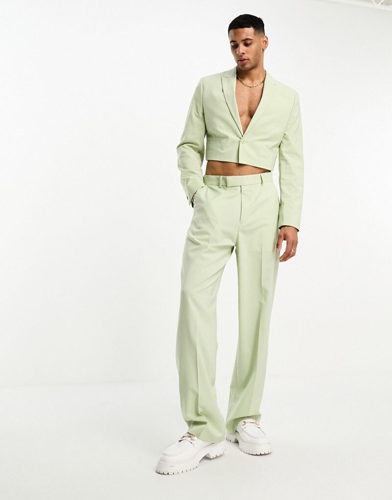 

Бледно-зеленые костюмные брюки широкого кроя ASOS DESIGN