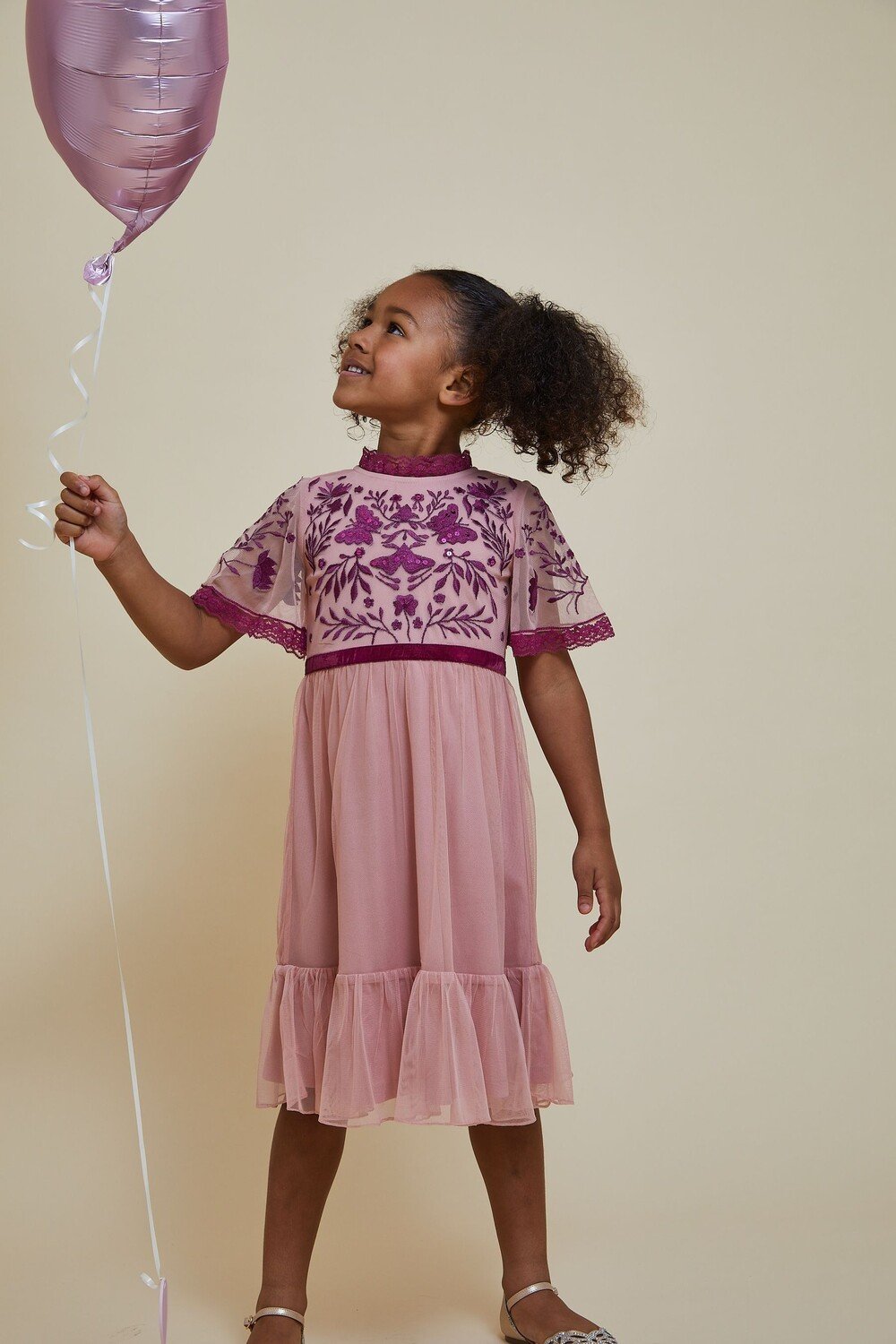 

Детское платье с вышивкой Frock And Frill, розовый