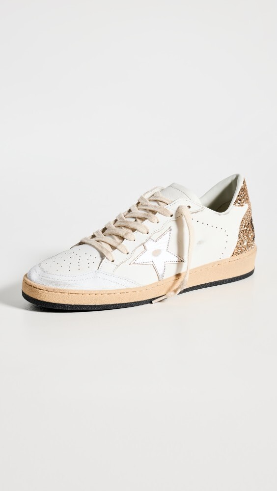 

Кроссовки Golden Goose Ballstar Leather Glitter, белый