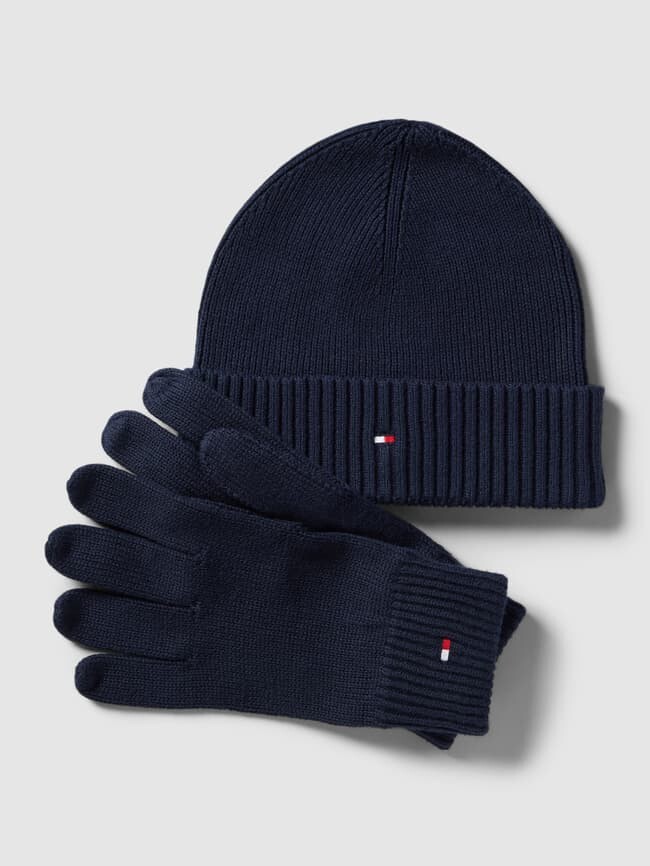

Комплект шапка и перчатки с кашемировым наполнением Tommy Hilfiger, темно-синий