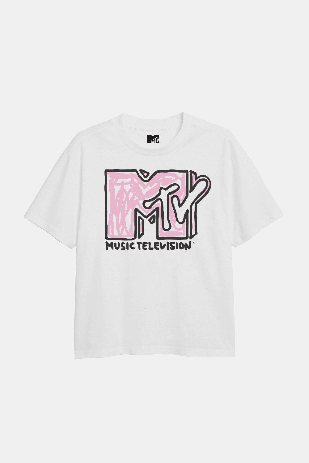 цена Футболка для девочек с надписью MTV, белый